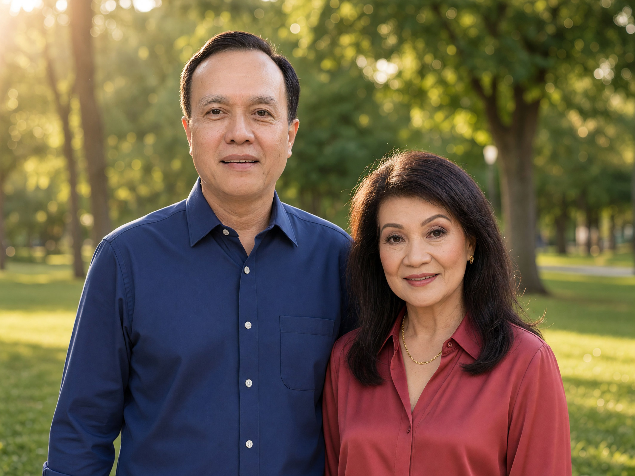 Hai Ho and his wife Ren Ho, photographed outdoors on a summer afternoon